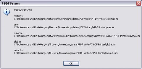 Commande en ligne de commande gui.exe pour déterminer les chemins de l'imprimante PDF WIN XP