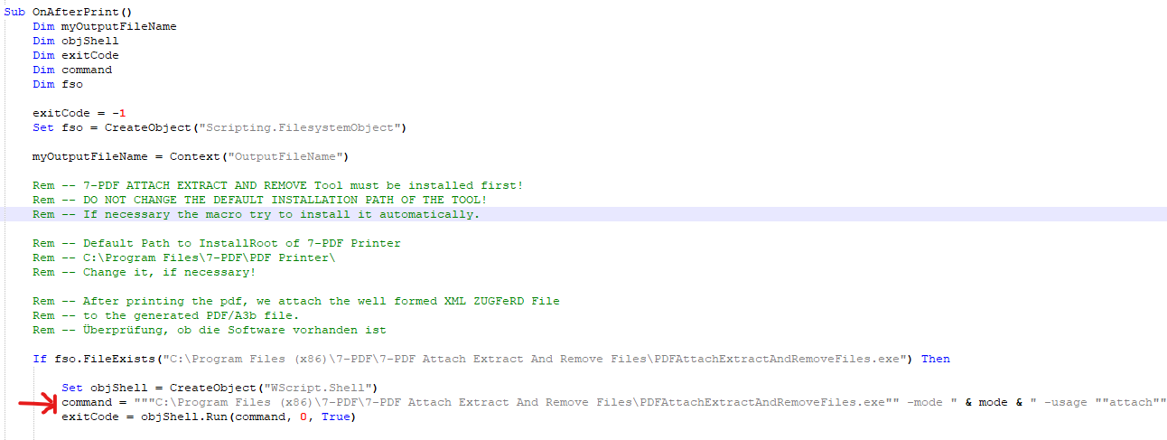 La ligne vraiment importante est l'avant-dernière ligne de la macro de script VB.