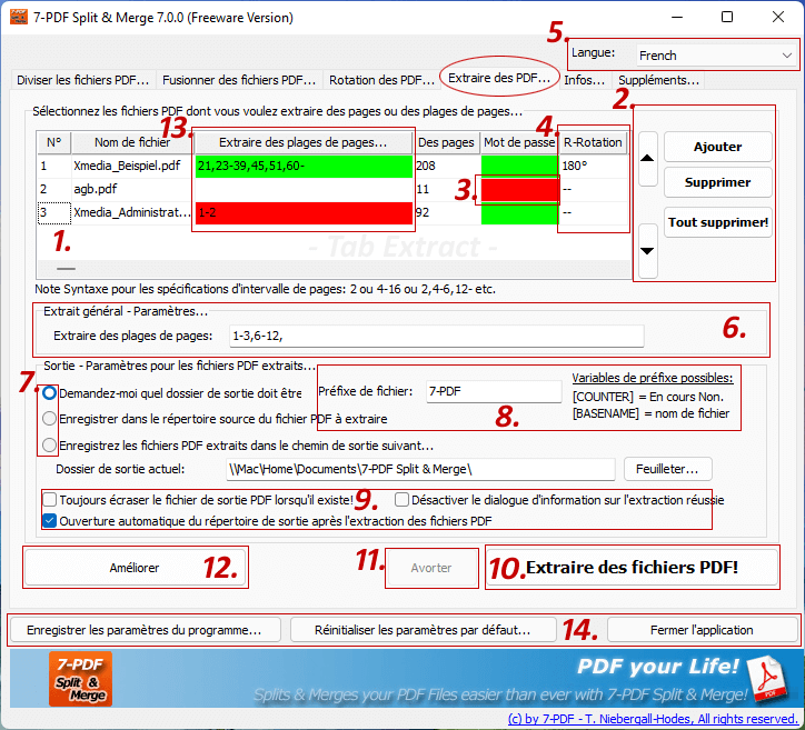 Extraire le PDF dans le 4ème onglet de base du programme