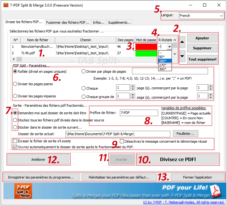 Partagez le PDF dans le 1er onglet de base du programme