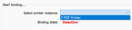 Onglet GUI Liaison du PlugIn, sélectionner une imprimante