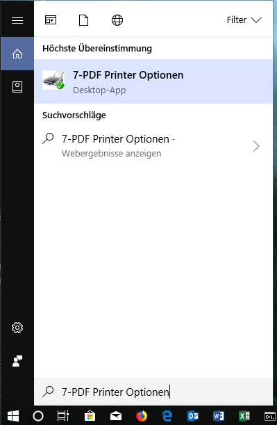 Dans Windows 10, ouvrez la boîte de dialogue Options de l'imprimante 7-PDF