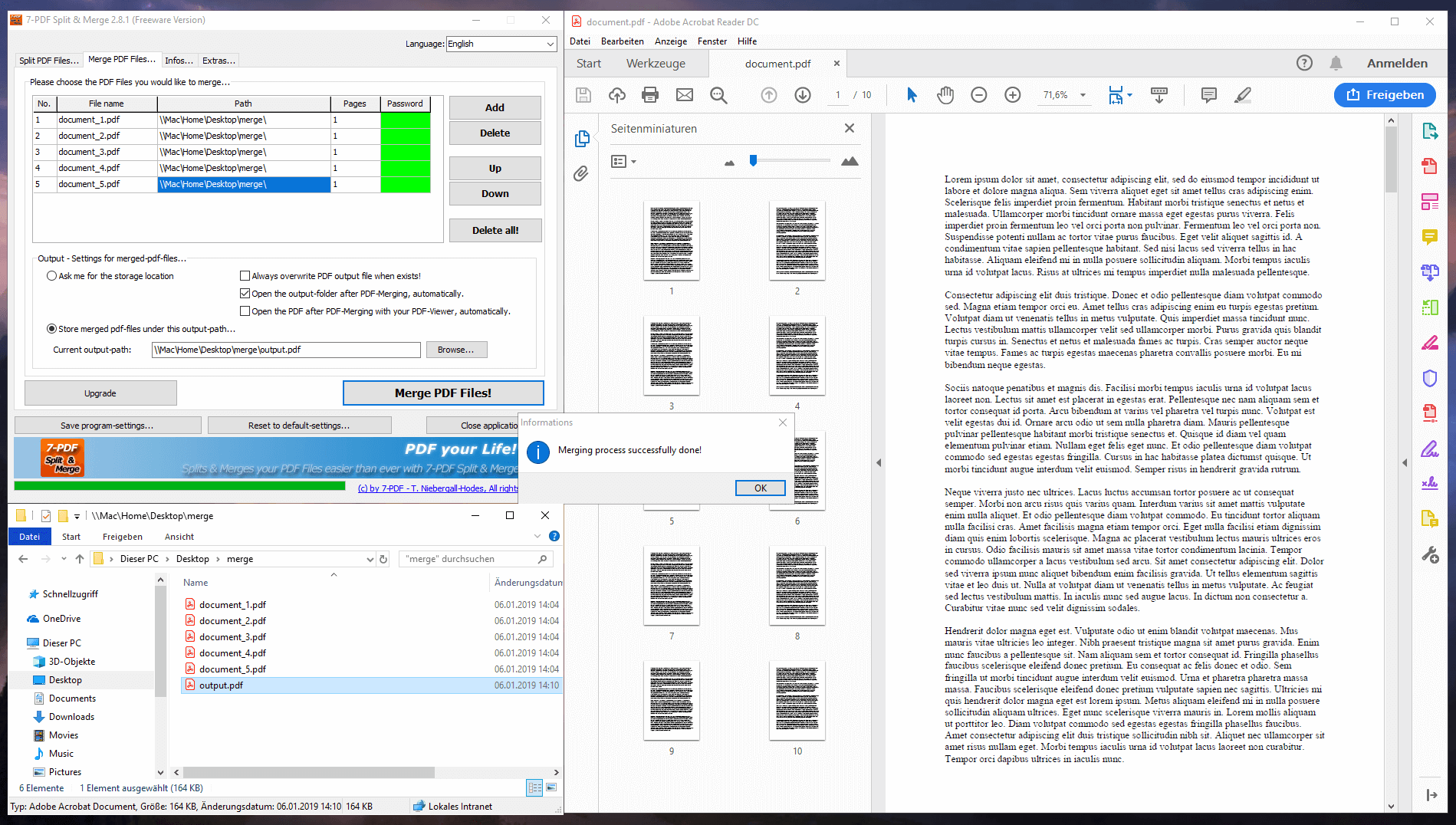 Fusionner des fichiers PDF gratuitement sous Windows 10