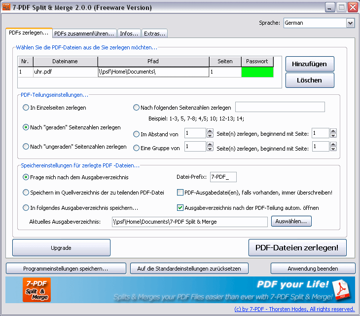 Fractionnement et fusion de PDF à partir de 7-PDF